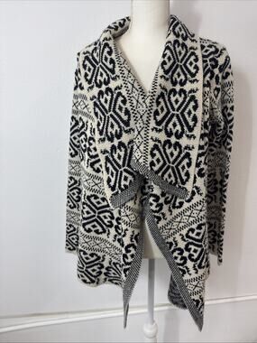 Women's Aztec/Fair Isle Knit Waterfall Open Front Cardigan Sweater Windsor S/M